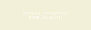 《驾照考试必备:揭秘驾考宝典中的五大通关秘籍,助你一路绿灯!》