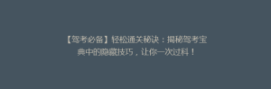 【驾考必备】轻松通关秘诀:揭秘驾考宝典中的隐藏技巧,让你一次过科!