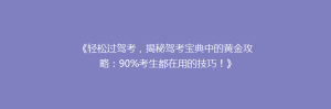 《轻松过驾考,揭秘驾考宝典中的黄金攻略:90%考生都在用的技巧!》