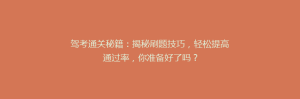 驾考通关秘籍:揭秘刷题技巧,轻松提高通过率,你准备好了吗?