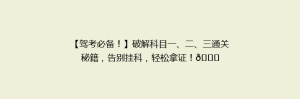 【驾考必备!】破解科目一、二、三通关秘籍,告别挂科,轻松拿证!🎉