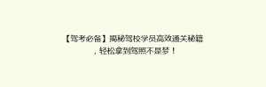 【驾考必备】揭秘驾校学员高效通关秘籍,轻松拿到驾照不是梦!