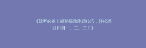 《驾考必备！揭秘高效刷题技巧，轻松通过科目一、二、三！》