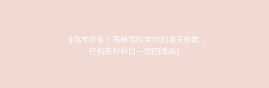 《驾考必备!揭秘驾校学员的通关秘籍,轻松应对科目一至四挑战》