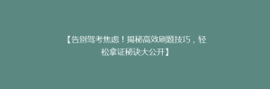 【告别驾考焦虑!揭秘高效刷题技巧,轻松拿证秘诀大公开】