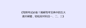 《驾照考试必备!揭秘驾考宝典中的五大通关秘籍,轻松应对科目一、二、三》