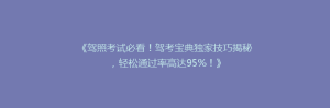《驾照考试必看!驾考宝典独家技巧揭秘,轻松通过率高达95%!》