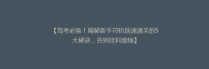 【驾考必备!揭秘新手司机快速通关的5大秘诀,告别挂科烦恼】