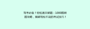 驾考必备!轻松通关秘籍:1000题刷题攻略,揭秘驾校不说的考试技巧!