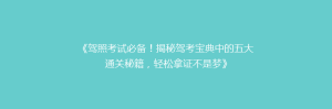 《驾照考试必备!揭秘驾考宝典中的五大通关秘籍,轻松拿证不是梦》