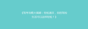 《驾考攻略大揭秘:轻松通关,你的驾校生活可以这样轻松!》