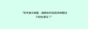 “驾考通关秘籍：揭秘如何用高效刷题技巧轻松拿证？”