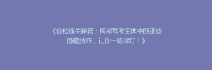 《轻松通关秘籍:揭秘驾考宝典中的那些隐藏技巧,让你一路绿灯!》