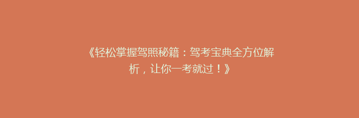 《轻松掌握驾照秘籍：驾考宝典全方位解析，让你一考就过！》