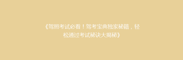 《驾照考试必看！驾考宝典独家秘籍，轻松通过考试秘诀大揭秘》