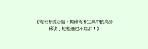 《驾照考试必备:揭秘驾考宝典中的高分秘诀,轻松通过不是梦!》