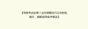 【驾照考试必看!这些刷题技巧让你轻松通关,揭秘高效备考秘诀】