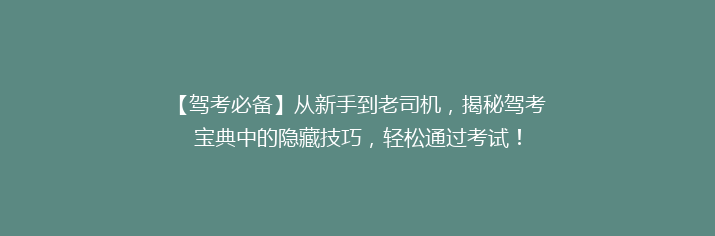 【驾考必备】从新手到老司机，揭秘驾考宝典中的隐藏技巧，轻松通过考试！