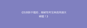 《告别新手尴尬,揭秘驾考宝典高效通关秘籍!》