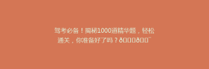 驾考必备!揭秘1000道精华题,轻松通关,你准备好了吗?🚗🎯