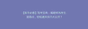 【新手必看】驾考宝典:揭秘95%考生易错点,轻松通关技巧大公开!
