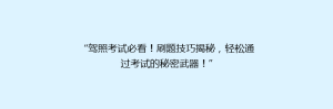 “驾照考试必看!刷题技巧揭秘,轻松通过考试的秘密武器!”