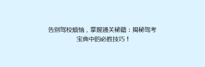 告别驾校烦恼,掌握通关秘籍:揭秘驾考宝典中的必胜技巧!