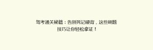 驾考通关秘籍:告别死记硬背,这些刷题技巧让你轻松拿证!