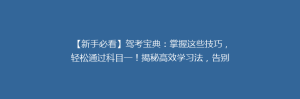 【新手必看】驾考宝典:掌握这些技巧,轻松通过科目一!揭秘高效学习法,告别挂科烦恼!
