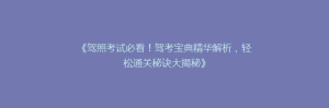 《驾照考试必看!驾考宝典精华解析,轻松通关秘诀大揭秘》