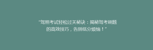 “驾照考试轻松过关秘诀:揭秘驾考刷题的高效技巧,告别低分烦恼!”