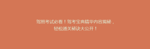 驾照考试必看!驾考宝典精华内容揭秘,轻松通关秘诀大公开!