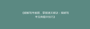 《破解驾考难题,掌握通关秘诀:揭秘驾考宝典精华技巧》