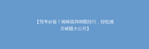 【驾考必备!揭秘高效刷题技巧,轻松通关秘籍大公开】