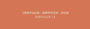 《驾照考试必备:揭秘驾考宝典,轻松通关技巧大公开!》