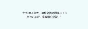 “轻松通关驾考,揭秘高效刷题技巧:告别死记硬背,掌握满分秘诀!”