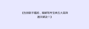 《告别新手尴尬,揭秘驾考宝典五大高效通关秘诀!》