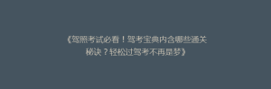 《驾照考试必看!驾考宝典内含哪些通关秘诀?轻松过驾考不再是梦》