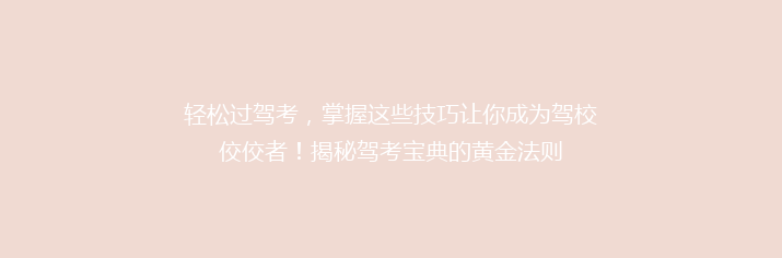 轻松过驾考，掌握这些技巧让你成为驾校佼佼者！揭秘驾考宝典的黄金法则