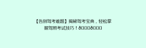 【告别驾考难题】揭秘驾考宝典,轻松掌握驾照考试技巧!🚗🎓