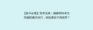 【新手必看】驾考宝典:揭秘90%考生忽视的通关技巧,轻松拿证不再是梦!