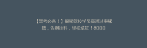 【驾考必备!】揭秘驾校学员高通过率秘籍,告别挂科,轻松拿证!🎉