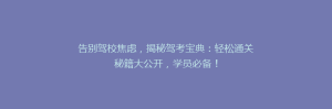 告别驾校焦虑,揭秘驾考宝典:轻松通关秘籍大公开,学员必备!