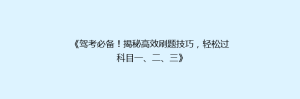 《驾考必备!揭秘高效刷题技巧,轻松过科目一、二、三》